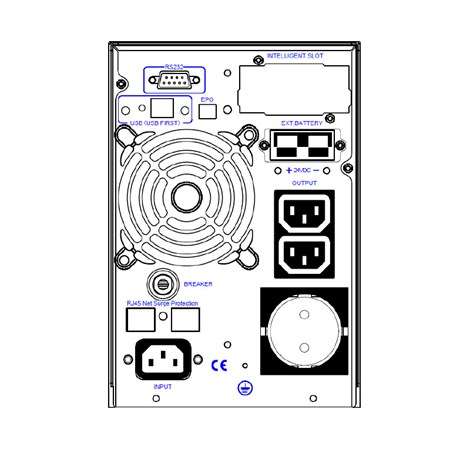 Elsist UPS Mission 1000VA/900W, On-line double conversion, DSP, surge protection, LCD