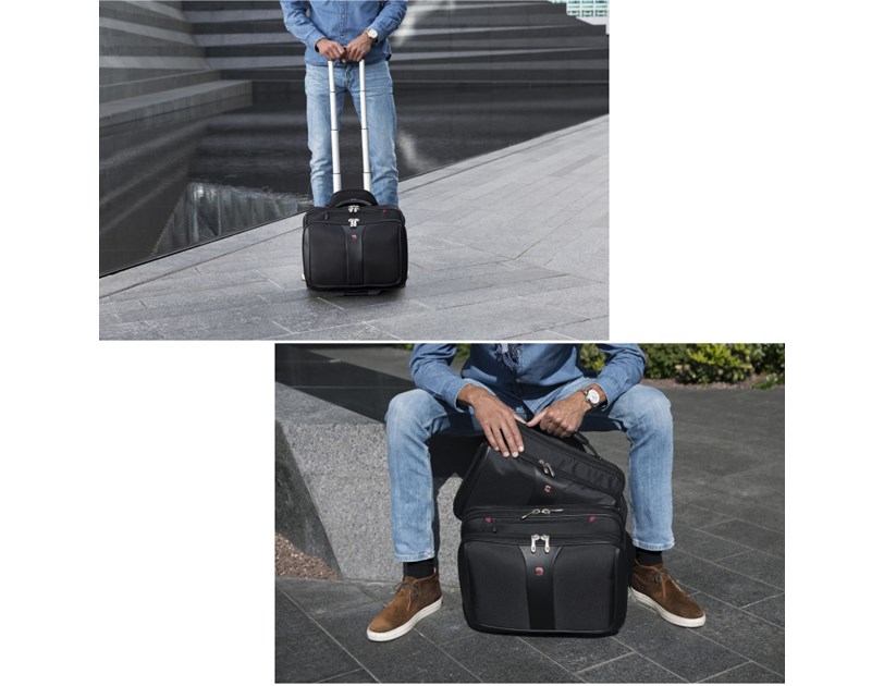 Wenger torba Patriot 2 za prijenosnike do 17" sa dodatnim slim case za 15.6" prijenosnik sa kotačima, crna