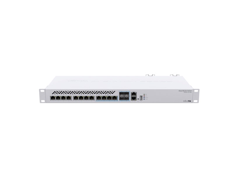 Mikrotik Cloud Router Switch CRS312-4C+8XG-RM, 8×1G/2.5G/5G/10G RJ45, 4×Combo ports (1G/2.5G/5G/10G RJ45 ili 10G SFP+), RouterOS L5/SwitchOS (dual boot), 1U rackmount, Redunant PSU