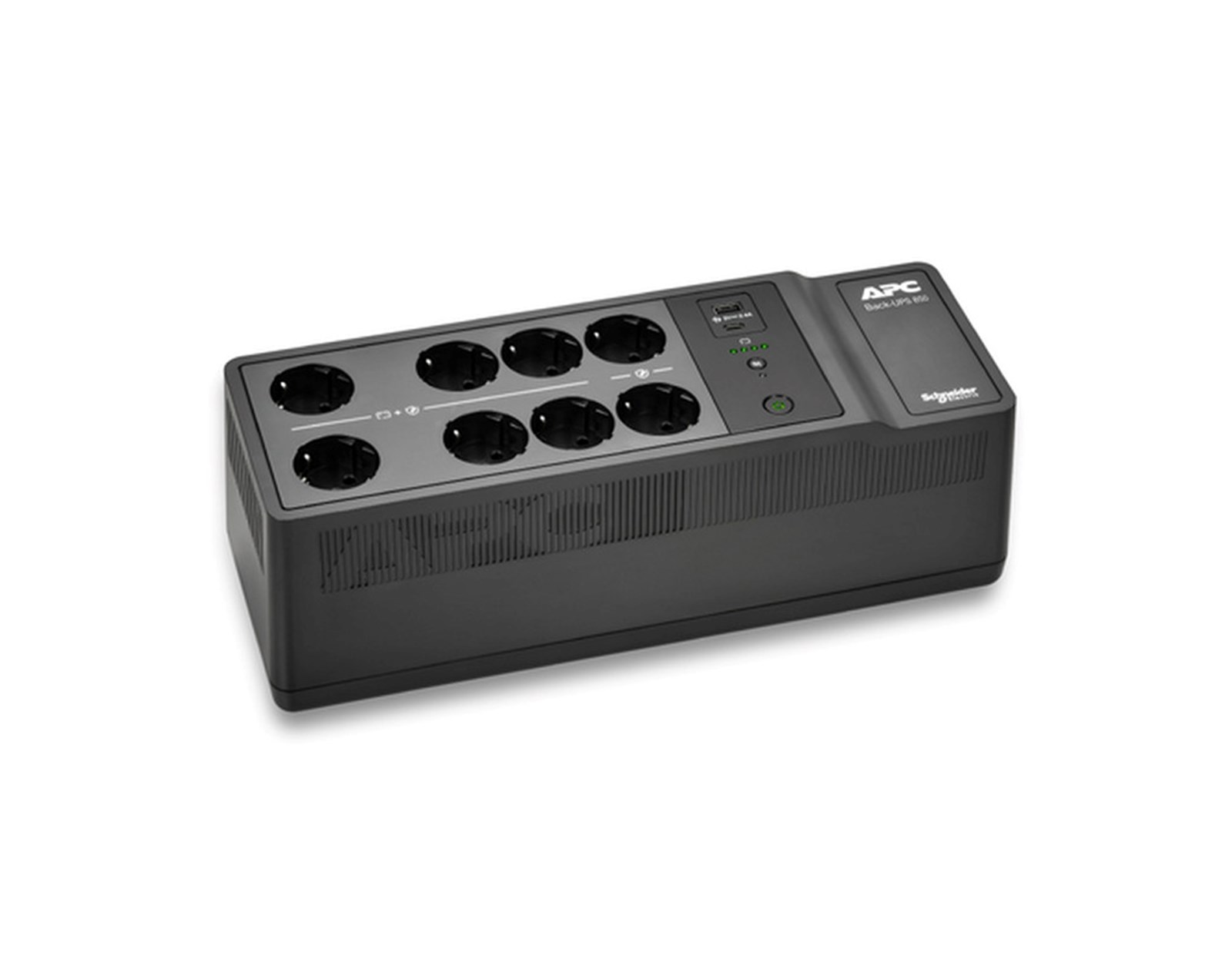 APC Back UPS 850VA/520W, Offline, 8x Schuko CEE7, USB C+A charging ports (BE850G2-GR)