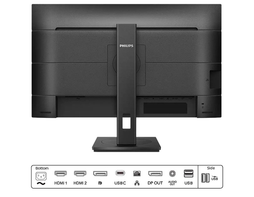 Philips 27" 276B1/00 QHD (2560x1440) IPS, Pivot, 75Hz, 4ms, 350 cd/m2, 2×HDMI/DP, 4×USB3.2, USB-C 90W, RJ-45, HDCP, zvučnici, crni