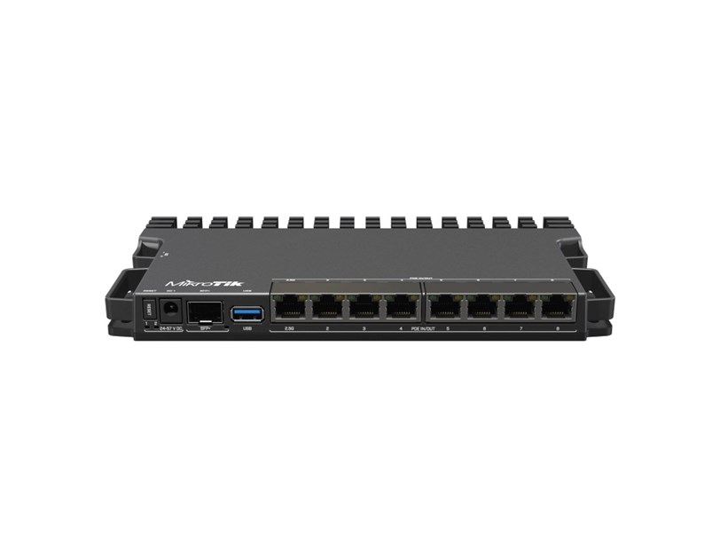 Mikrotik RouterBOARD RB5009UPr+S+IN, ARMv8 CPU, 1GB DDR4 RAM, 1GB NAND, 1×2.5Gbit LAN, 7×1Gbit LAN, 802.3af/at PoE-out/-in, 1xSFP+, RouterOS L5, metalno desktop kučište, PSU