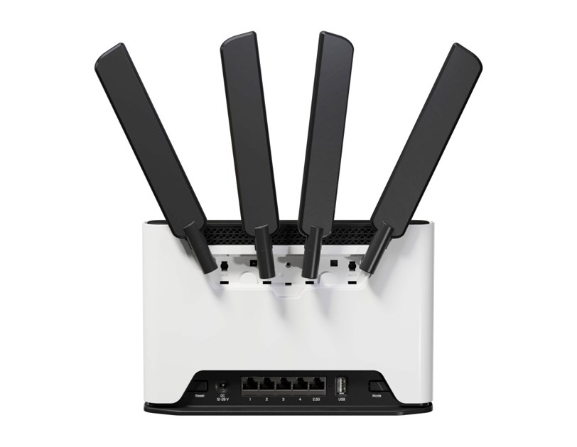Mikrotik Chateau 5G ax kit, 1.8GHz CPU, 1GB RAM, 1×2.5 G-LAN, 4×G-LAN, Wi-Fi 6, 2.4Ghz/5Ghz, 802.11ax, LTE/5G modem, USB, M.2, MicroSIM, PSU, tower kućište, RouterOS L4