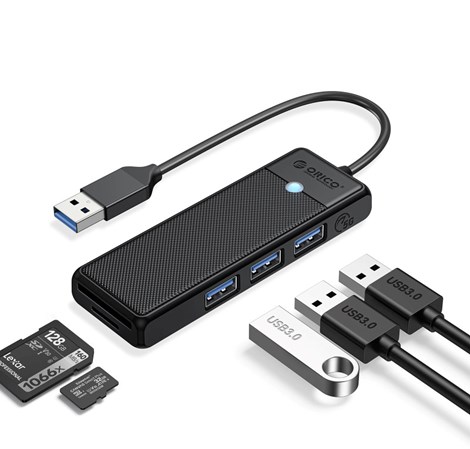 Orico 5-portni Hub, 3×USB-A 3.0, 1×SD, 1×TF, crni (ORICO-PAPW3AT-U3-015-BK-BP)