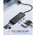 Orico 5-portni Hub, 3×USB-A 3.0, 1×SD, 1×TF, crni (ORICO-PAPW3AT-U3-015-BK-BP)