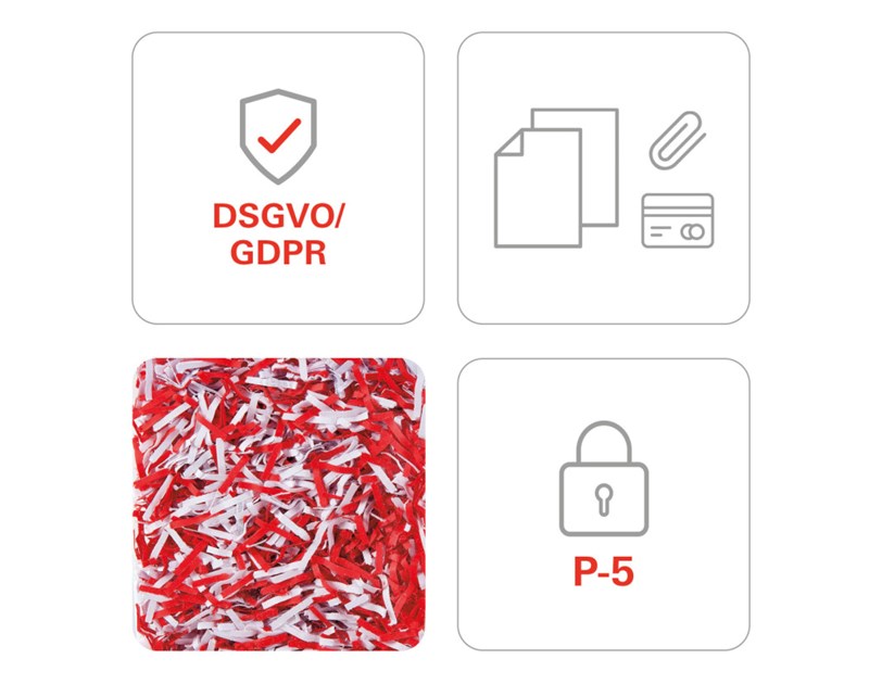 HSM securio B24 uništavač dokumenata, trakasti + poprečni rez, 1.9×15mm, razina sigurnosti E-4/F-2/P-5/T-5, kapacitet 35l