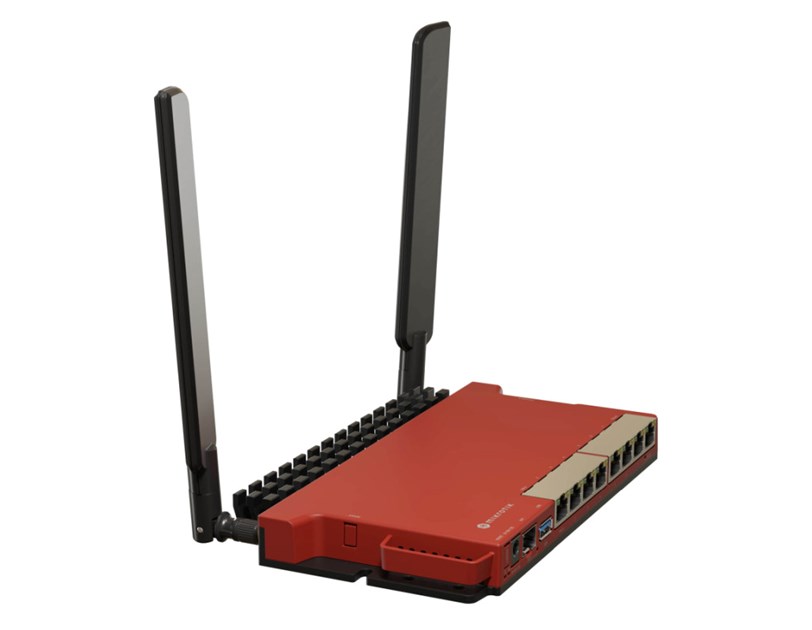 Mikrotik L009UiGS-2HaxD-IN, 800MHz CPU, 512MB RAM, 8×G-LAN, 1×2.5G SFP, 2.4 GHz 802.11b/g/n/ax dual-chain, 4dBi 2.4GHz eksterne antene, USB, desktop kučište, PSU, RouterOS L5
