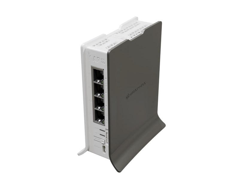 Mikrotik hAP ax Lite LTE6 kit, 800MHz CPU, 256MB RAM, 4×G-LAN, 2.4Ghz 802.11b/g/n/ax, LTE CAT6 modem, microSIM, tower kućište, PSU, antena 4.3dBi, RouterOS v7 L4