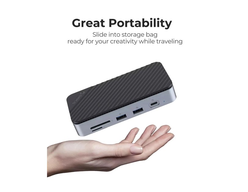 Orico 10-portni Docking station + M.2 kućište, 1x USB-C (100W), 1x USB 3.2, 1x USB-C, 2x USB-A 3.0, 1x HDMI, RJ-45, SD/TF