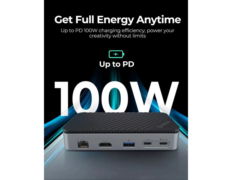 Orico 10-portni Docking station + M.2 kućište, 1x USB-C (100W), 1x USB 3.2, 1x USB-C, 2x USB-A 3.0, 1x HDMI, RJ-45, SD/TF