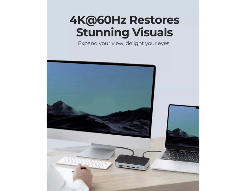 Orico 10-portni Docking station + M.2 kućište, 1x USB-C (100W), 1x USB 3.2, 1x USB-C, 2x USB-A 3.0, 1x HDMI, RJ-45, SD/TF