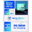 Orico 10-portni Docking station + M.2 kućište, 1x USB-C (100W), 1x USB 3.2, 1x USB-C, 2x USB-A 3.0, 1x HDMI, RJ-45, SD/TF