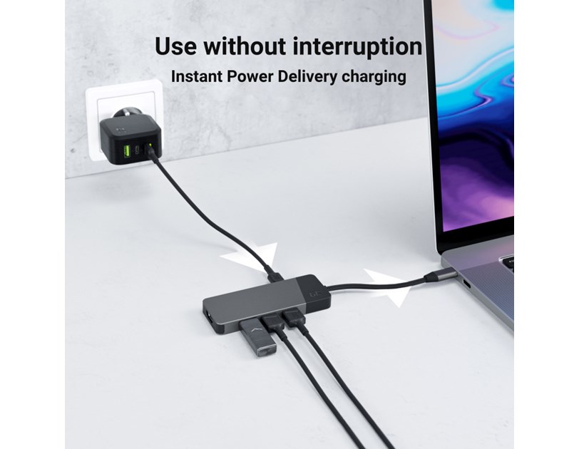 Green Cell HUB adapter 7in1 USB-C (3xUSB-A 3.1 HDMI 4K 60Hz USB-C PD 85W) - za Apple MacBook M1/M2, Lenovo X1, Asus ZenBook, Dell XPS