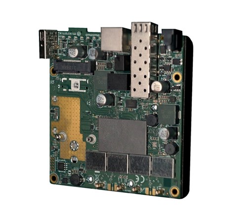 Mikrotik L23UGSR-5HaxD2HaxD RouterBOARD, ARM IPQ-5010 800MHz CPU, 256MB RAM, 1x 2.5Gbps SFP, 1x GLAN, 2.4GHz 802.11ax and 5GHz 802.11ax Dual Chain Wireless radios, USB, SIM, RouterOS L4