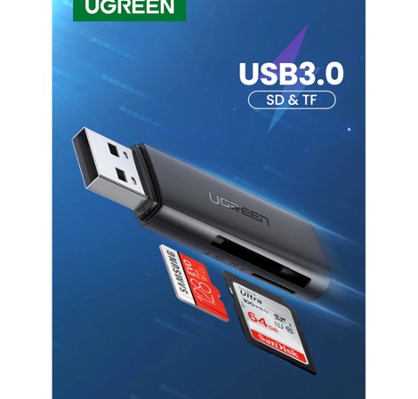 UGREEN čitač memorijskih kartica USB 3.0, TF/SD, crni