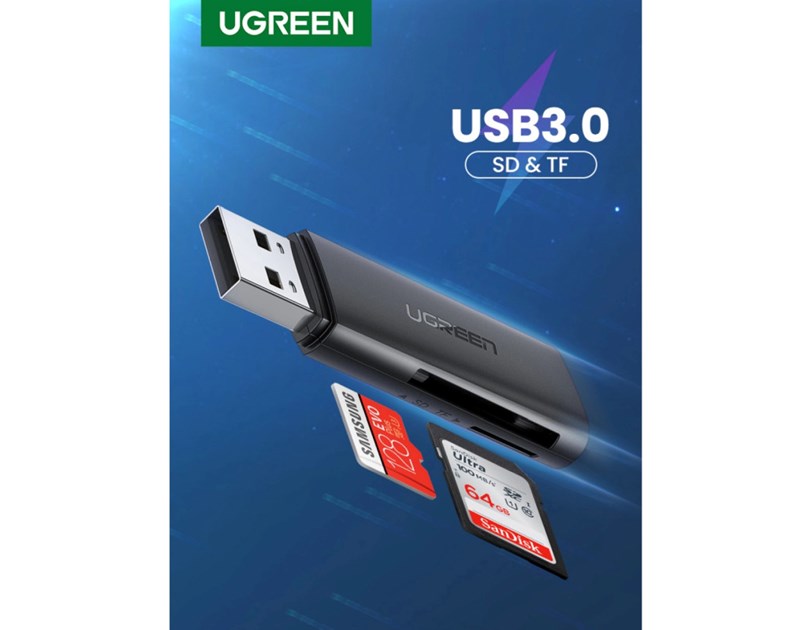 UGREEN čitač memorijskih kartica USB 3.0, TF/SD, crni
