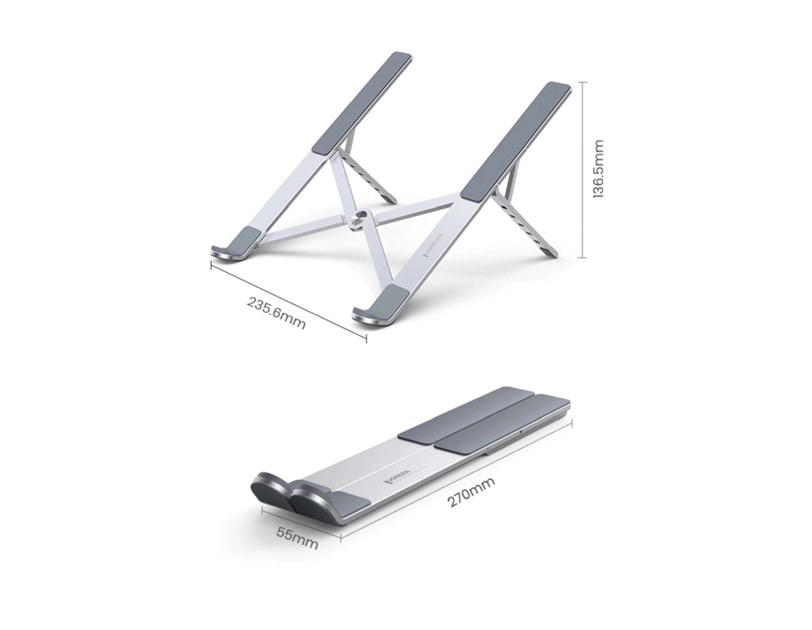 UGREEN stalak za prijenosnik do 17.3", do 5kg, sklopiva, podesiva po visini, siva