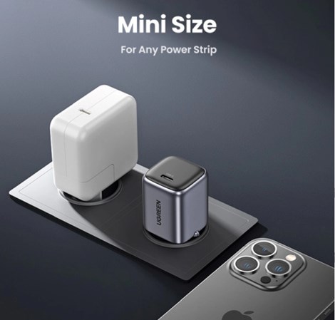 UGREEN Nexode Mini GaN II Tech zidni punjač 20W, USB-C, PD3.0/QC4+, crni