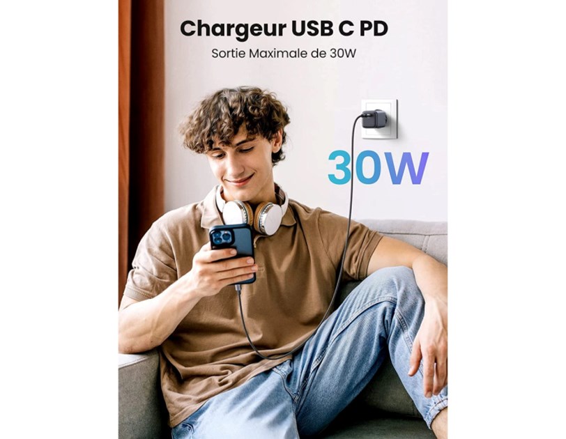 UGREEN Nexode Mini GaN II Tech zidni punjač 30W, USB-C, PD3.0/QC4.0+, sivi