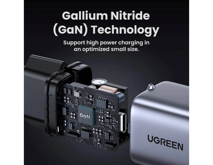 UGREEN Nexode Mini GaN II Tech zidni punjač 30W, USB-C, PD3.0/QC4.0+, sivi