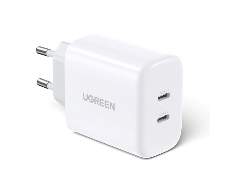 UGREEN zidni punjač 40W, 2×USB-C, PD3.0/QC4.0+, bijeli