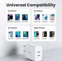 UGREEN zidni punjač 40W, 2×USB-C, PD3.0/QC4.0+, bijeli