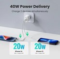 UGREEN zidni punjač 40W, 2×USB-C, PD3.0/QC4.0+, bijeli