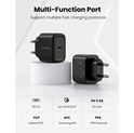 UGREEN zidni punjač 25W, USB-C, PD3.0/QC4.0, crni + USB-C/USB-C kabel 2.0m