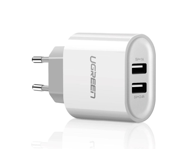 UGREEN zidni punjač 17W, 2×USB-A, bijeli