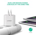 UGREEN zidni punjač 17W, 2×USB-A, bijeli