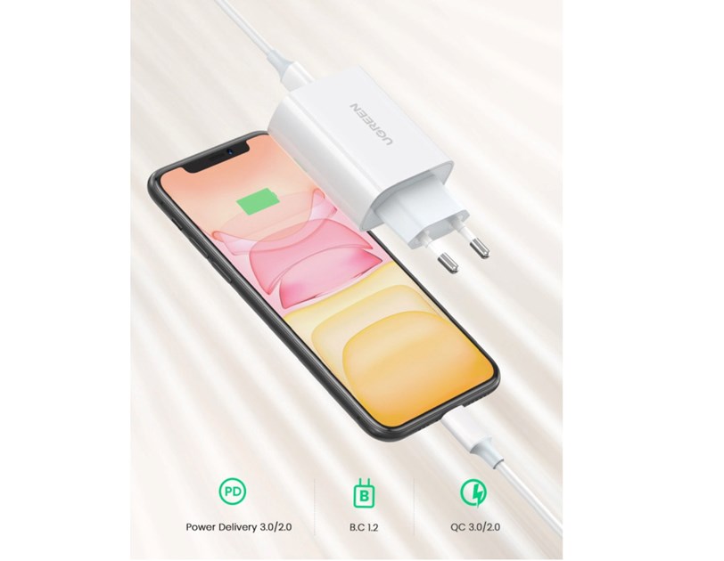UGREEN zidni punjač 30W, USB-C, PD3.0/QC4.0+, bijeli