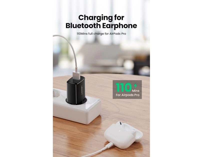 UGREEN zidni punjač 10.5W, 5V/2.1A, USB-A, crni