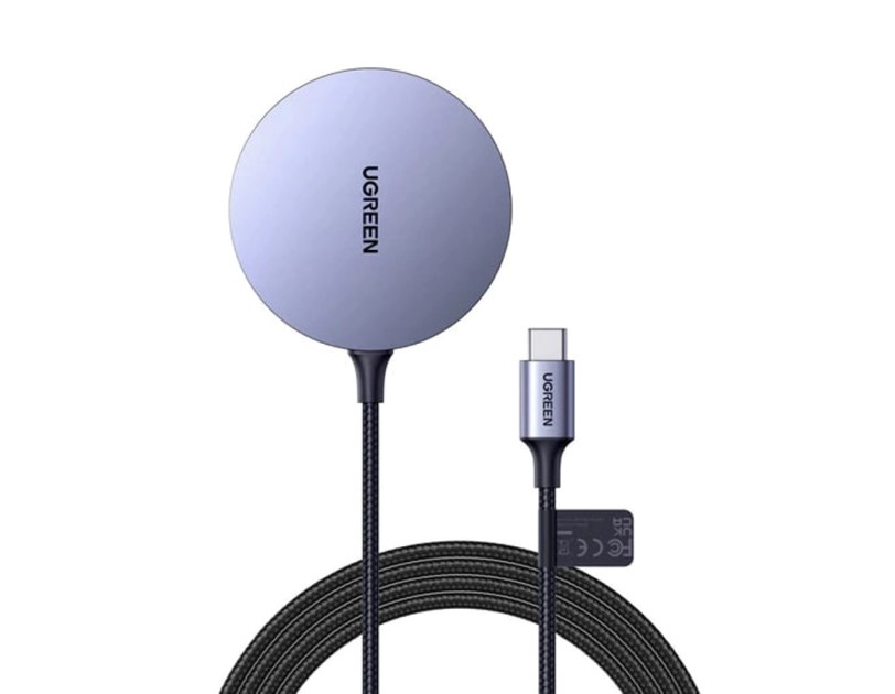 UGREEN bežični magnetski punjač, 15W, sivi