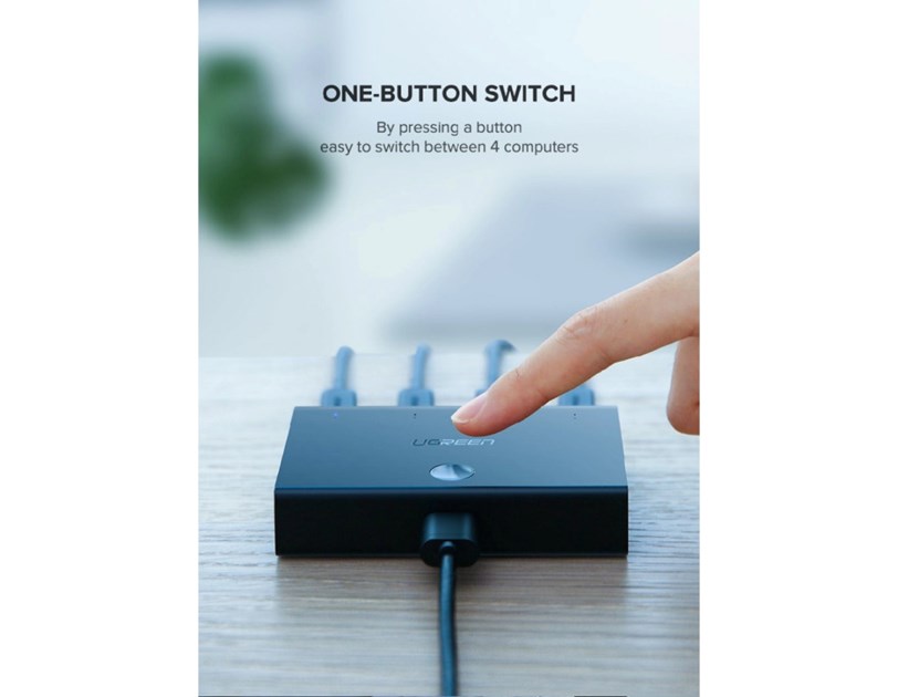UGREEN Data Switch USB 2.0, 4 ulaza/1 izlaz, crni