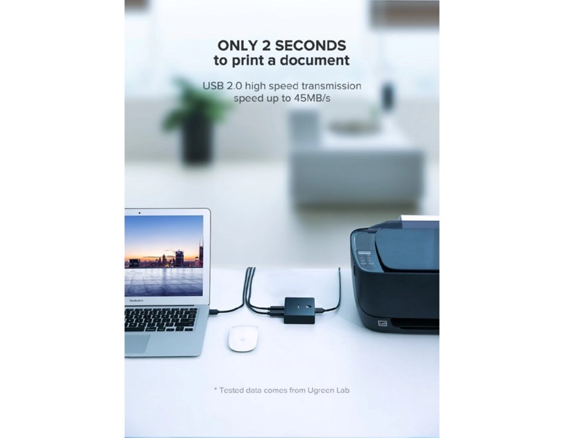 UGREEN Data Switch USB 2.0, 4 ulaza/1 izlaz, crni