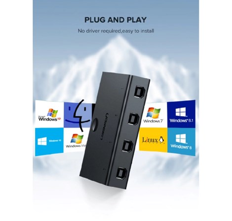 UGREEN Data Switch USB 2.0, 4 ulaza/1 izlaz, crni