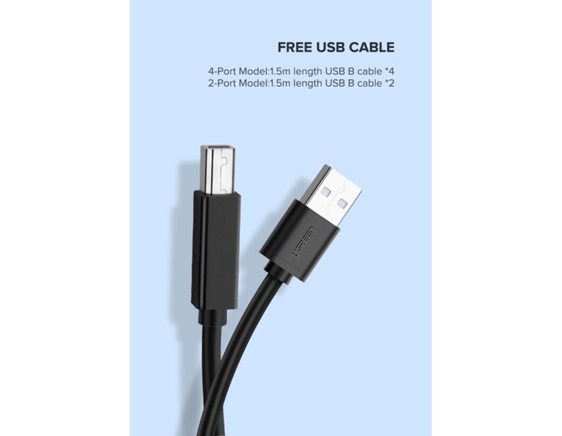 UGREEN Data Switch USB 2.0, 4 ulaza/1 izlaz, crni