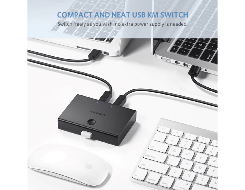 UGREEN Data Switch USB 2.0, 2 ulaza/1 izlaz, crni