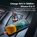 UGREEN CD213 auto punjač 50W, 2×USB-C, PD3.0/QC3.0, sivi