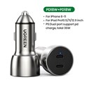 UGREEN CD213 auto punjač 50W, 2×USB-C, PD3.0/QC3.0, sivi
