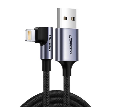 UGREEN Lightning na USB-A (M), kutni 90°, pleteni kabel MFi, 1m