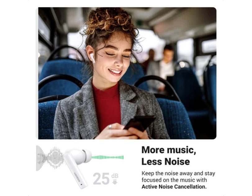 UGREEN slušalice HiTune T3, bežične, bluetooth, bijele