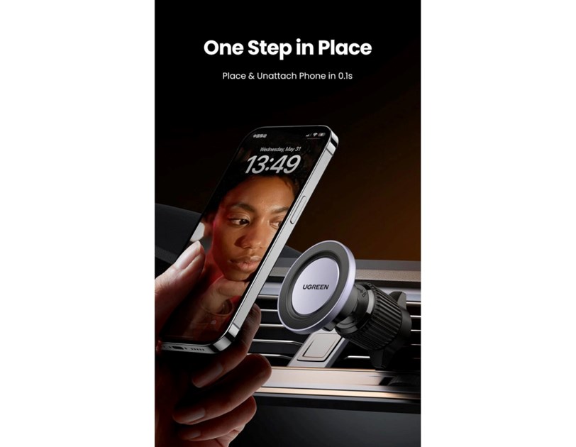 UGREEN držač za smartphone, za ventilacijski otvor, magnetni, za auto, crni