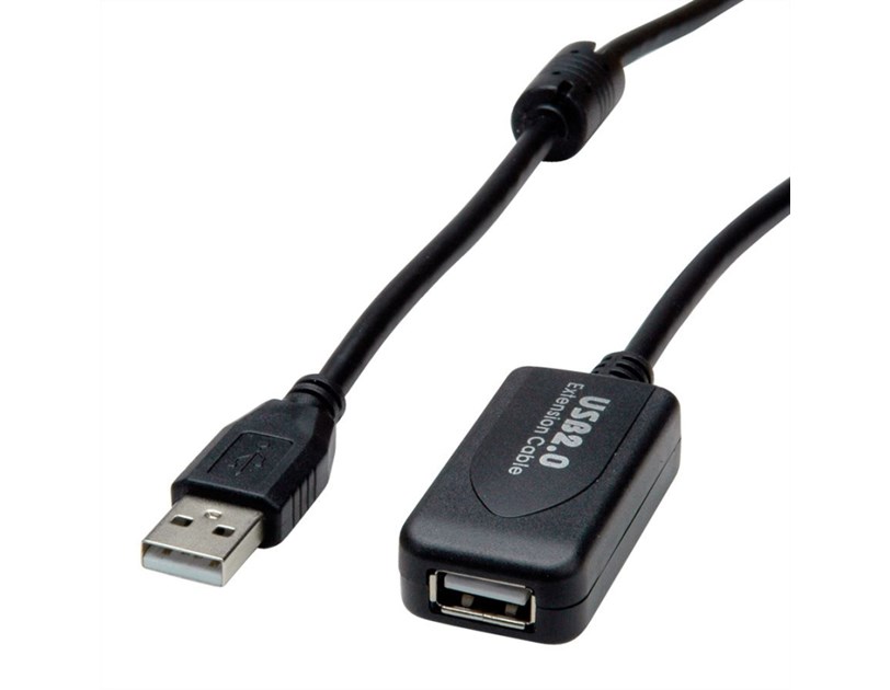 STANDARD USB2.0 aktivni produžni kabel sa ponavljačem, 10m, crni 