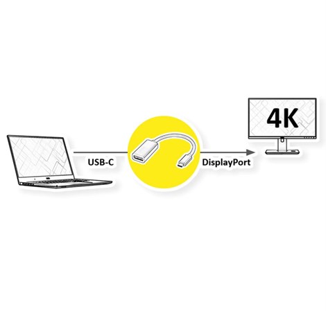 STANDARD USB-C - DisplayPort adapter, v1.2, M/F, 4K-60Hz