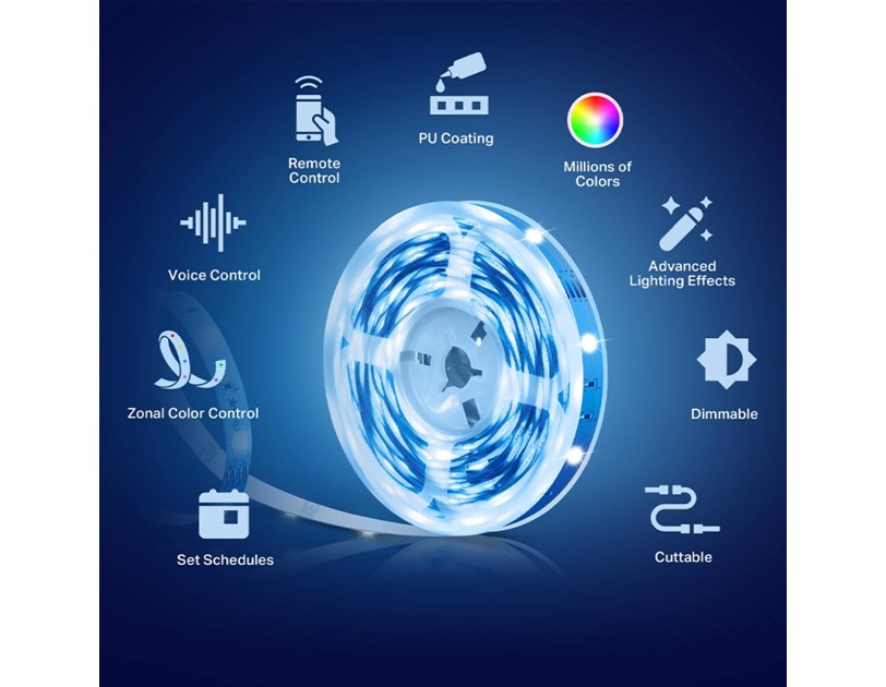 TP-Link Tapo Smart WiFi LED traka RGB, 5m, 20.5W, dimabilna, Tapo app, glasovna kontrola - Alexa & Google Assistant