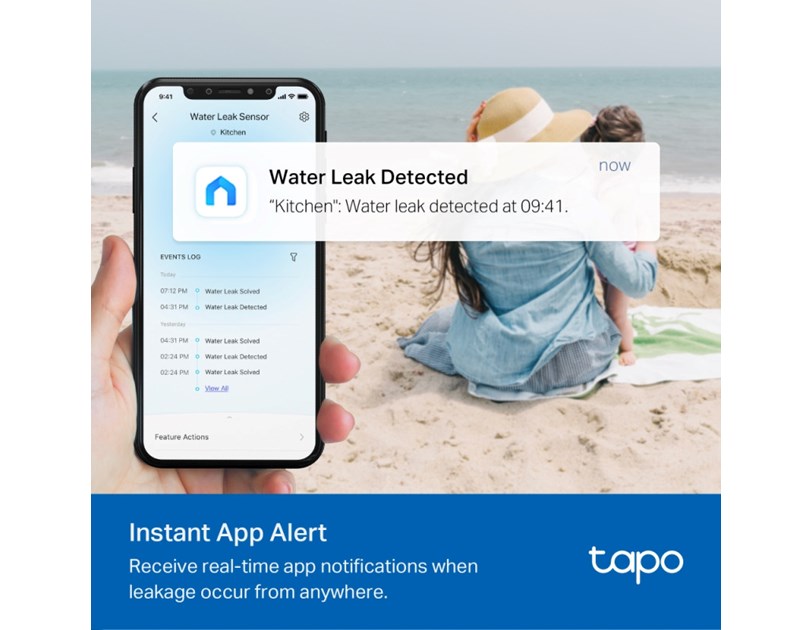 TP-Link Tapo T300 Pametni senzor curenja vode, 90dB alarm, IP67, Tapo app
