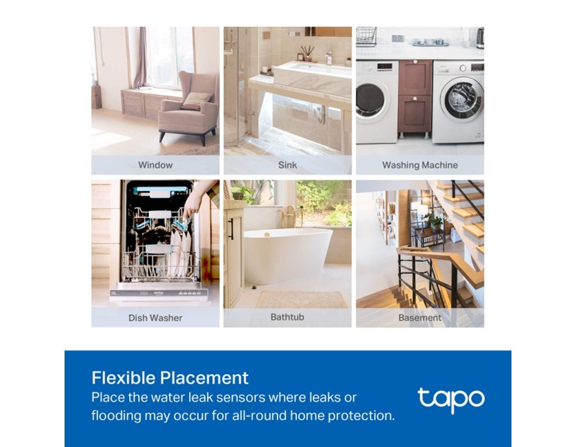 TP-Link Tapo T300 Pametni senzor curenja vode, 90dB alarm, IP67, Tapo app