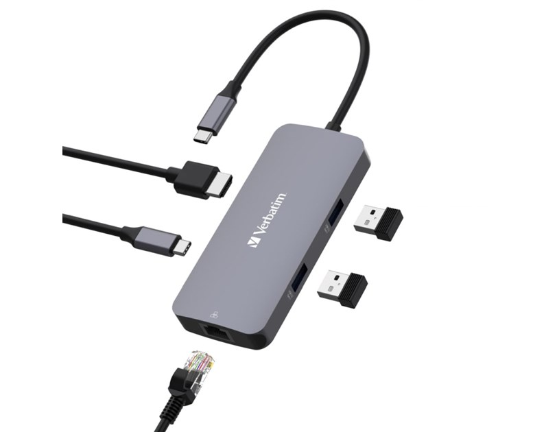 Verbatim CMH-05 Pro Multiport 5-portni USB-C HUB 1xHDMI, 1xRJ45, 2xUSB-A, 1xUSB-C PD		