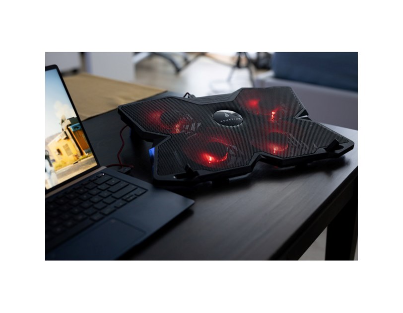 SureFire Bora Gaming podloga za hlađenje prijenosnika do 17", USB, crveni LED